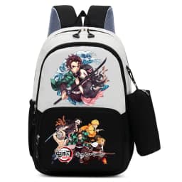2pcs Demon Slayers Backpack Pencil Case for Boy Girl Kamado Tanjirou Teenager BookBags Rucksack Travel Backpack Mochila Escolar