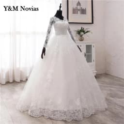 New Spring Lace Appliques Wedding Dress Long Sleeve Vestidos De Novia 2026 V-Neck Bride Wedding Gown Customized Plus Size