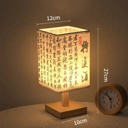 LED Decoration Table Lamps Simple Chinese Style Dimmable Plug Night Light Fabric Lampshade Square Bedroom Bedside Desk Lights