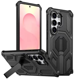 Armor Case For Samsung Galaxy S26 S25 S24 Ultra Plus 25 FE S24FE Coque For Magsafe Wireless Charging Magnetic Metal Stand Cover