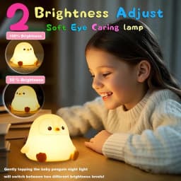 Penguin Nursery Night Light, LED Squishy Silicone Lamp, 2 Levels Dimmable Bedroom Nightlight Touch Lights, Dorm Decor Lamps