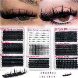 Large Capacity Eyelash Book 5D Fluffy 60D-300D Eyelash Bundle Mange Eyelash Nail Effect Fairy Anime Eyelashes Multiple Mixed Sty