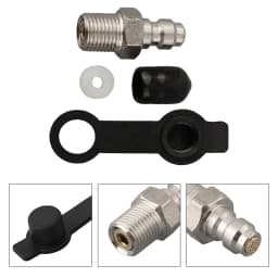 Stainless Steel Pneumatic Quick Coupler Kit For 8mm Hose With M10x1 Male Adapter And Dust Cap Silver+Black