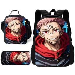Anime J-JujutsuS K-KaisenS Child School Backpack with Lunch Bags ,Pencil Bags ,School Bags for Boys Girls Best Gift