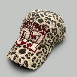 Street Retro Leopard Print Embroidery Baseball Hats New Women Sunshade Broken Style Versatile Personal Fashion Ins Peaked Caps