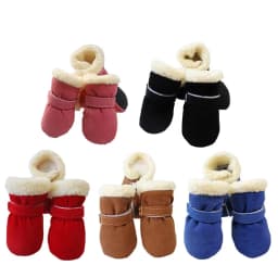 4Pcs/Lot Winter Thick Warm Dog Shoes Soft Plush Non-slip Waterproof Snow Boot Puppy Outdoor Walking Shoes Pet Accessories