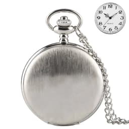 Antique Stylish Simple Vintage Smooth Double Cover Quartz Pocket Watch with 80cm Necklace Chain Unisex Pendant Clock Timepiece