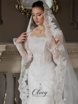 OLOEY Customized Glamorous Square Collar Long Sleeve Bridal Gown Lace Mermaid Wedding Dresses For Woman Vestidos De Novia