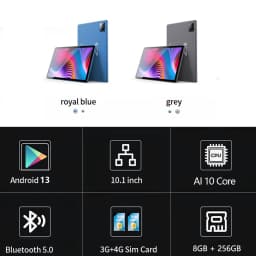 New 10.1 Inch Global Version Tablets 10 Core 2K FHD Display 8GB RAM 256GB ROM Dual SIM 5G WiFi AI Speed-up Tablet PC 8000mAh