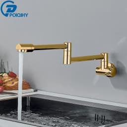 Chrome Black Wall Mounted Faucet Single Cold Water Tap 360 Rotating Spout Washing Faucet Folding Neck Bathroom Kitchen Tap