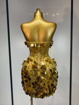 Sparkly Gold Rhinestone Sequins Sexy Strapless Mesh See Through Mini Dress Women Eveing Party Birthday Nightclub Stage Costume