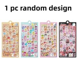 1 pc/4 pcs Cartoon Friend Bear Rabbit Drop 3D Stickers Scrapbook Decor Stationery DIY Journaling Sticker School Office Supplies