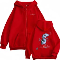Twilight Saga Vampire Robert Pattinson Edward Cullen and Bella Zipper Hoodie Men Women's Casual Vintage Oversized Zip Up Jacket