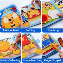 Montessori Busy Board Toddler Felt Quiet Soft Book Fine Motor Skills Educational Travel Toy for Preschool Learning Activities