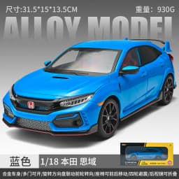 1:18 Honda Civic Type R Alloy Car Model Slide Multi-door Light Toy Ornament Diecast Alloy Car Model Collectible Gift