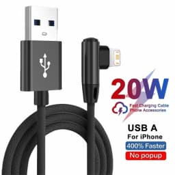 Right Angle Fast Charging USB Cable For iPhone 11 12 13 Pro XS Max X XR 6 6S 7 8 14 Plus Braided Wire Elbow Data Cable 1m 2m 3m