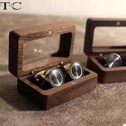Solid Wood Black Walnut Window Exquisite Cufflink Box Sleeve Nails French Cufflink Collar Clip Box Package Gift Box