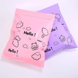50Pcs Purple Color Plastic Logistics Mailing Bag HELLO Bear Printing Courier Mail Bag Self Seal Express Party Gifts Storage Bags