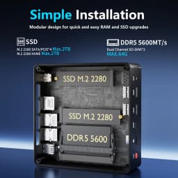 Eglobal 14th Gen Ultra 5 125H Mini PC Compact for Office Home 16G DDR5 RAM 512G NVMe SSD Windows 11 HD DisplayPort Type-C Wifi6