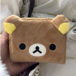 New Japanese Rilakkuma Bear Plush Foldable Compact Coin Purse Anime Portable Card Holder Short Wallet Card Storage Bag Gifts