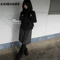 KAMEHARA Korean Fall Pant Girl's Striped Patchwork Ruffle Edge Retro Y2k Light Asian Fake Two-piece Layered Slimming Skirt Pants