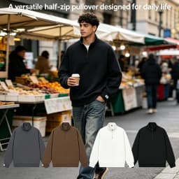 Spring Autumn Men's Half Zipper Sweatshirt Fashion Men Anorak Windbreaker Pullovers Men Loose Fit Streetwear Sweatshirt