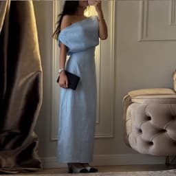 One Shoulder Women Dress Solid Color Waist Cinched Long Dress Sleeveless Backless Slim Fit Elegant Draped Stylish Party Wear
