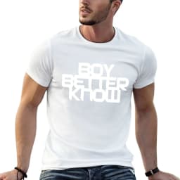 Boy Better Know Chest Placement White T-Shirt, Custom Design Your Own Oversized Graphic Tee, Men's Blouse T-Shirts Pack