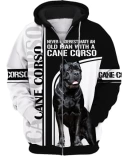 1 Piece Custom Your Picture Never Underestimate An Old Man With A Cane Corso 3D Print Hoodies Men For Women Pullovers Zipper Hoo