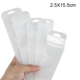 30pcs Long Thin Ziplock Bags Self Sealing Pouch With Hole Plastic Sachet Zip Zipper Lock Bags Necklace Display Jewelry Packaging