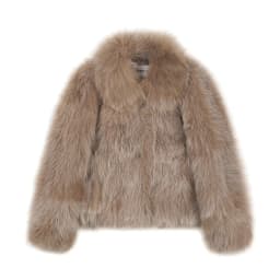 Women Faux Fox Fur Coats Solid Short Jackets Long Sleeves Turn Down Collar Open Stitch Loose Elegant Casual 2026 Autumn Winter