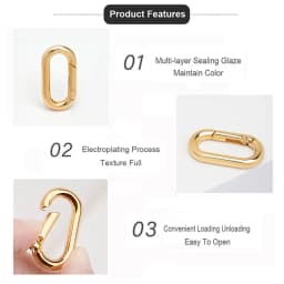 CRAZYSMITH Metal Oval Ring Spring Clasps Hook Buckles Openable Carabiner Keychain 2Pcs Leather Handbag Strap Belt Hooks Chain