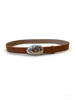 New stylish niche-design minimalist oval leather buckle a sophisticated commuter belt that pairs perfectly with jeans