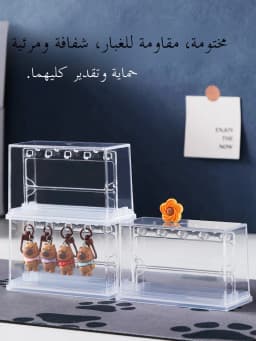 Keychain Display Stand Dustproof Box Storage Organizer with Hook Badge Showcase INOMATA Children's Bedroom Plastic