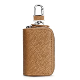New Genuine Leather Car Key Pouch Wallet Double Zipper Crazy Horse Leather Designer Keychain Holder Organizer Key Case Bag Cover