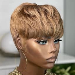 Chocolate Brown Short Pixie Cut Wig Human Hair For Black Women Machine Made Wigs With Bangs Brown Pixi Short Human Hair Wigs