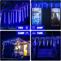 USB Falling Meteor Lights LED String Warm White Blue Colorful 30CM8Tubes 50CM8Tubes IP54 Waterproof 8 Modes Festival Yard Decor