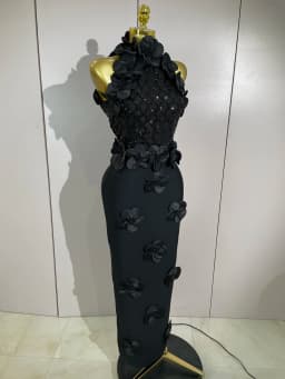 High Quality Birthday Party Dresses Black Red Beaded Flower Mesh Patchwork Long Bandage Dress Celebirty Prom Evening Club Wear