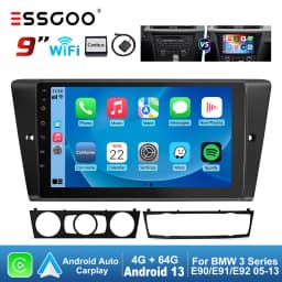 ESSGOO 9" Android 13 Car Stereo Radio Carplay/Android Auto Touchscreen GPS Nav BT RDS For BMW 3 Series E90 E91 E92 E93 2005-2013