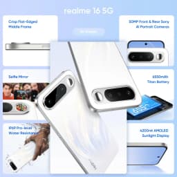 realme 16 5g Smartphone 50MP Camera 6550Mah Titan Battery MediaTek Dimensity 6400 Turbo Chip 6.57' 120Hz AMOLED Display 45W Fast Charge Ip69 2026 New Europe Version Mobile Phone