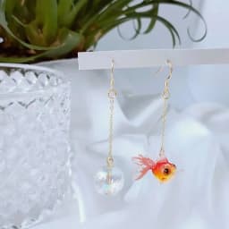 Unique Asymmetrical Goldfish Earring Cute Resin Koi Earrings Creative Bubble And Koi Goldfish Design Earrings Custom Jewelry