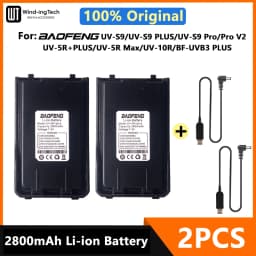 Baofeng UV-S9 Battery UV-5R+Plus UV-S9 Pro/V2 Walkie Talkie Li-ion Battery USB Charger 2800mAh For UV-10R BF-UVB3 Plus UV-5R Max