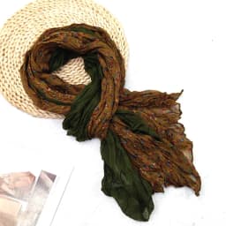 Fashionable Trend Gradient Blue Fold Shawl Soft Retro Pleated Long Scarf Sunscreen Scarf Spring Summer