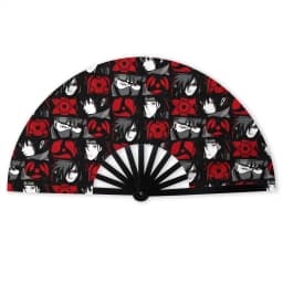 Anime U-Uchihaes Sasuke Japan Folding Hand Fan Custom Red Cloud Polyester Fabric Fan Novelty Summer Accessory Decorative Fans