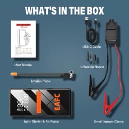12V Car Jump Starter 4 In 1 Car Wireless Tire Inflator Pump Air Compressor Power Bank Potable Battery Starting Fast Charging
