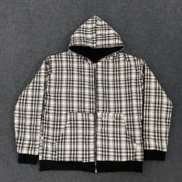 Spring and Autumn New American Trendy Brand Double Sided Stand Up Hoodie, Cardigan, Casual Workwear, Plaid Jacket