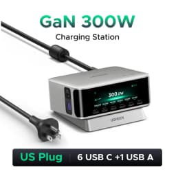 UGREEN 300W GaN Charger With Smart Display PD 3.1 7 IN 1 Desktop Charging Station For MacBook Air Pro Laptop iPhone Samsung iPad