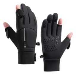 L●Mirror Winter Flip Open Two Finger Gloves Men Women Warm Touch Screen Windproof Waterproof Outdoor Gloves for Cycling Skiing
