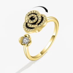 SMJEL Flower Shiny Rhinestone Rotatable Fidget Spinner Ring for Women Anti Anxiety Butterfly Animal Design Anti Stress Accessory