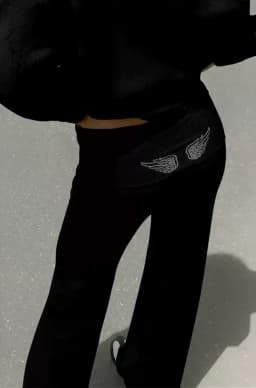 Light grey wing-patterned long pants simple sexy figure-hugging fashionable and trendy Simple fairy retro and sexy high street